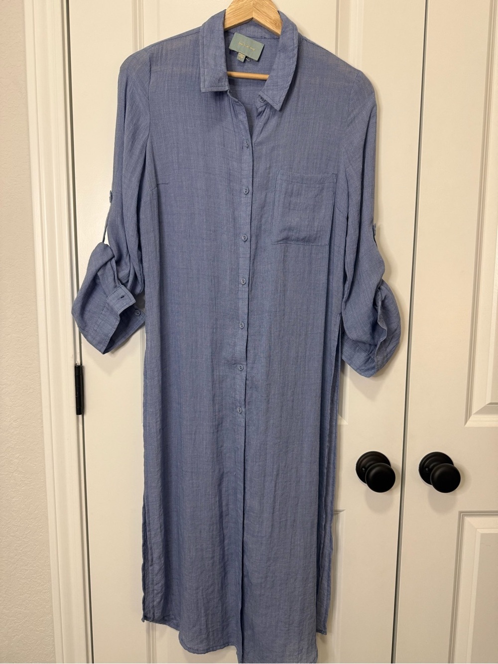 Skies Are Blue - Button-Front Beach Coverup - Small